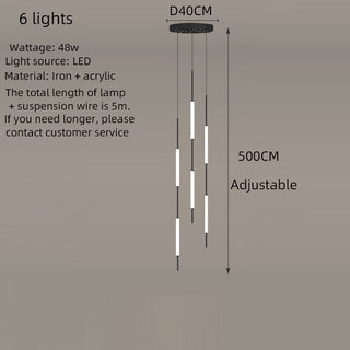 Acrylic Tubes Stairs Chandelier – Modern Long Tube Pendant for High Ceilings-Staircase Chandeliers