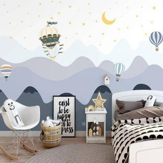 Air Balloons over Mountains - Kids Room Wallpaper-Kids Room Wallpaper