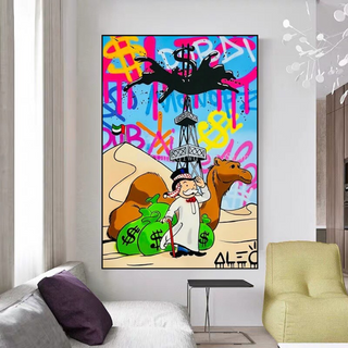 Alec Monopoly Arab Millionaire with Camel Canvas Wall Art-Wall Posters