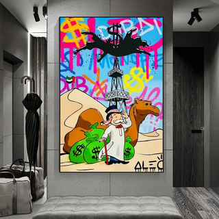Alec Monopoly Arab Millionaire with Camel Canvas Wall Art-Wall Posters