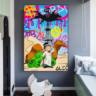 Alec Monopoly Arab Millionaire with Camel Canvas Wall Art-Wall Posters