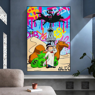 Alec Monopoly Arab Millionaire with Camel Canvas Wall Art-Wall Posters