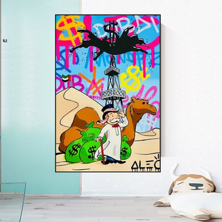 Alec Monopoly Arab Millionaire with Camel Canvas Wall Art-Wall Posters