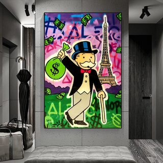 Alec Monopoly Eiffel Tower Canvas Wall Art-Wall Posters