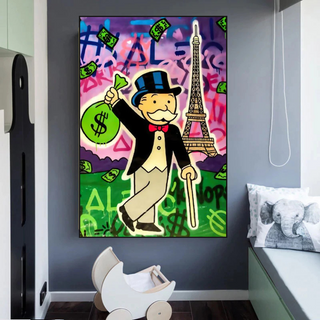 Alec Monopoly Eiffel Tower Canvas Wall Art-Wall Posters