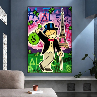 Alec Monopoly Eiffel Tower Canvas Wall Art-Wall Posters