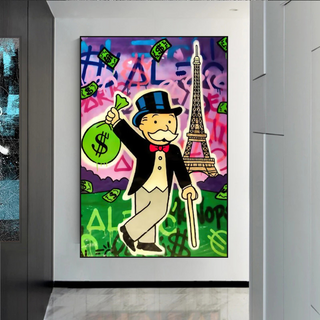 Alec Monopoly Eiffel Tower Canvas Wall Art-Wall Posters