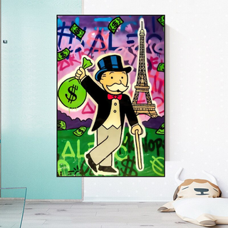 Alec Monopoly Eiffel Tower Canvas Wall Art-Wall Posters