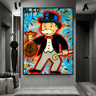 Alec Monopoly Money Bag Canvas Wall Art-Wall Posters