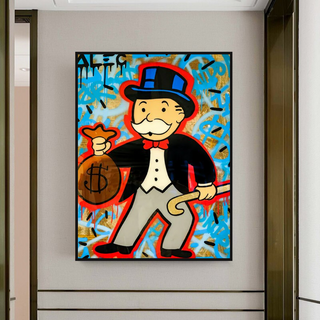 Alec Monopoly Money Bag Canvas Wall Art-Wall Posters