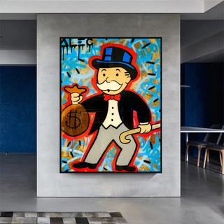 Alec Monopoly Money Bag Canvas Wall Art-Wall Posters