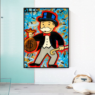 Alec Monopoly Money Bag Canvas Wall Art-Wall Posters