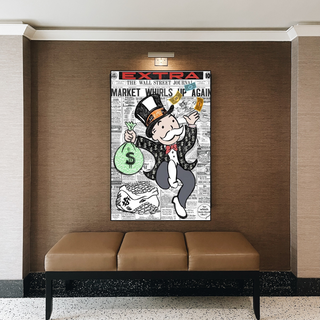 Alec Monopoly Money Bag Prints Newspaper Canvas Wall Art-Wall Posters