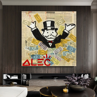 Alec Monopoly Money Man Millionaire Canvas Wall Art-Wall Posters