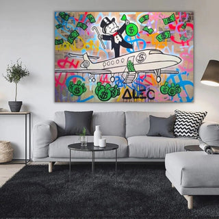 Alec Monopoly Private Jet Canvas Wall Art-Wall Posters