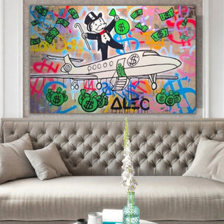 Alec Monopoly Private Jet Canvas Wall Art-Wall Posters