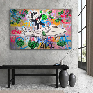 Alec Monopoly Private Jet Canvas Wall Art-Wall Posters