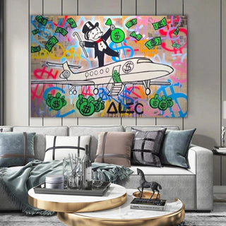 Alec Monopoly Private Jet Canvas Wall Art-Wall Posters