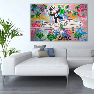 Alec Monopoly Private Jet Canvas Wall Art-Wall Posters
