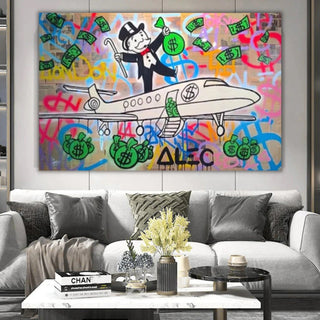 Alec Monopoly Private Jet Canvas Wall Art-Wall Posters