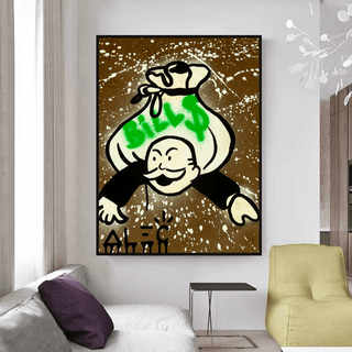 Alec Monopoly Wall Art: Money Bags Bills-Canvas Wall Art