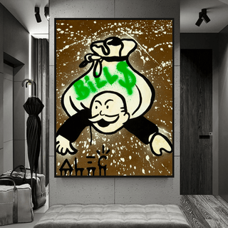 Alec Monopoly Wall Art: Money Bags Bills-Canvas Wall Art