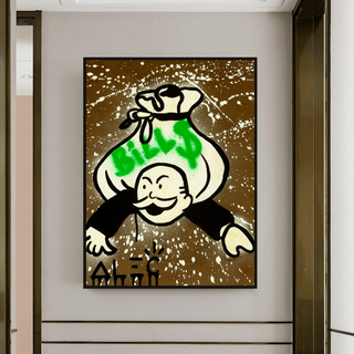 Alec Monopoly Wall Art: Money Bags Bills-Canvas Wall Art