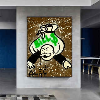 Alec Monopoly Wall Art: Money Bags Bills-Canvas Wall Art