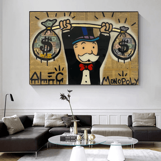 Alec Monopoly Wall Art: Money Bags Power-Canvas Wall Art