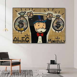Alec Monopoly Wall Art: Money Bags Power-Canvas Wall Art