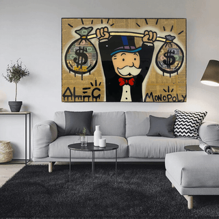 Alec Monopoly Wall Art: Money Bags Power-Canvas Wall Art