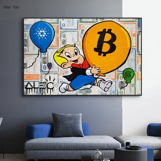Alec Monopoly and Richie Bitcoin Canvas Wall Art-Wall Posters