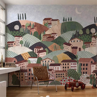 Alpine Village Wallpaper Mural: Transform Your Space!-Kids Room Wallpaper