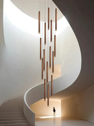 Aluminium Minimalist LED Staircase Chandelier – Cord Pendant Light-Staircase Chandeliers