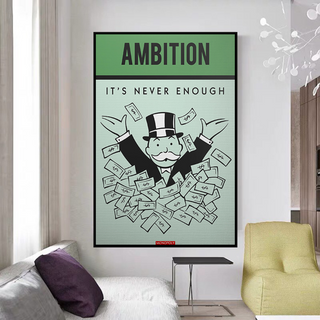 Ambition Its Never Enough - Monopoly Canvas Wall Art-Wall Posters