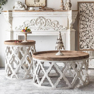 American Retro Solid Oak Wood Coffee Table Set-Coffee Table