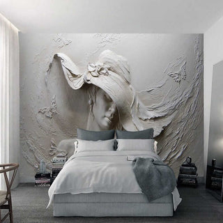 Ancient Style Lady with Hat Wallpaper for Home Wall Decor-Geometric Shapes Wallpaper