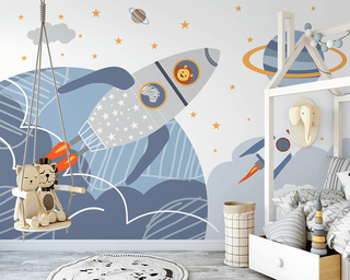 Astronaut Planets Wallpaper - Spaceman Adventure for Walls-Kids Room Wallpaper