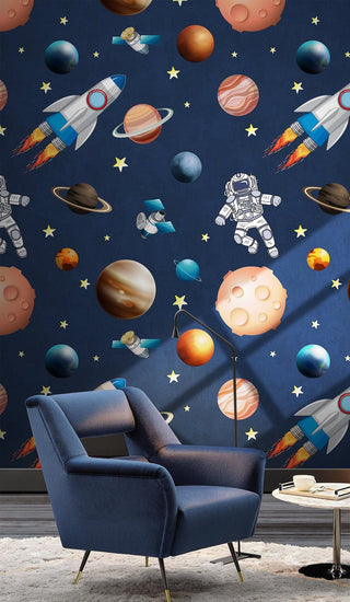 Astronauts Galaxy Space Wallpaper Mural for Kids Room-Kids Room Wallpaper