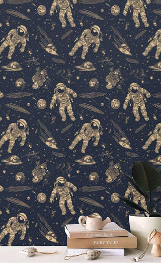 Astronauts on Moon Wallpaper Mural for kids Room-Kids Room Wallpaper