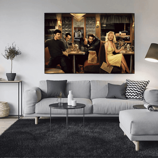 At the Diner: Marilyn, Elvis with James Dean Canvas Art-Marilyn Monroe Art