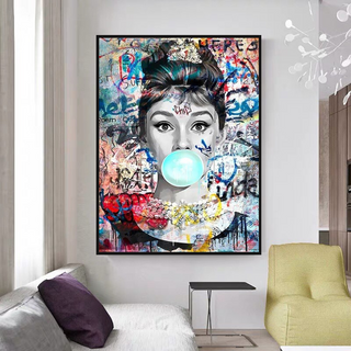 Audrey Hepburn Canvas Wall Art: Chewing Gum-Audrey Art