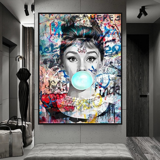 Audrey Hepburn Canvas Wall Art: Chewing Gum-Audrey Art