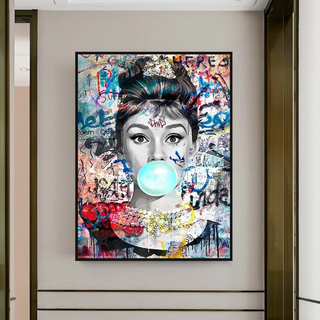 Audrey Hepburn Canvas Wall Art: Chewing Gum-Audrey Art