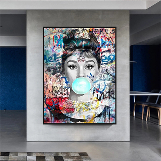 Audrey Hepburn Canvas Wall Art: Chewing Gum-Audrey Art