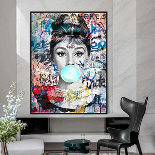 Audrey Hepburn Canvas Wall Art: Chewing Gum-Audrey Art