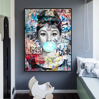 Audrey Hepburn Canvas Wall Art: Chewing Gum-Audrey Art