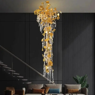 Autumn Leaves Fall Crystal Chandelier Lighting-Staircase Chandeliers