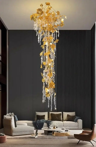 Autumn Leaves Fall Crystal Chandelier Lighting-Staircase Chandeliers