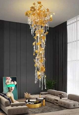 Autumn Leaves Fall Crystal Chandelier Lighting-Staircase Chandeliers